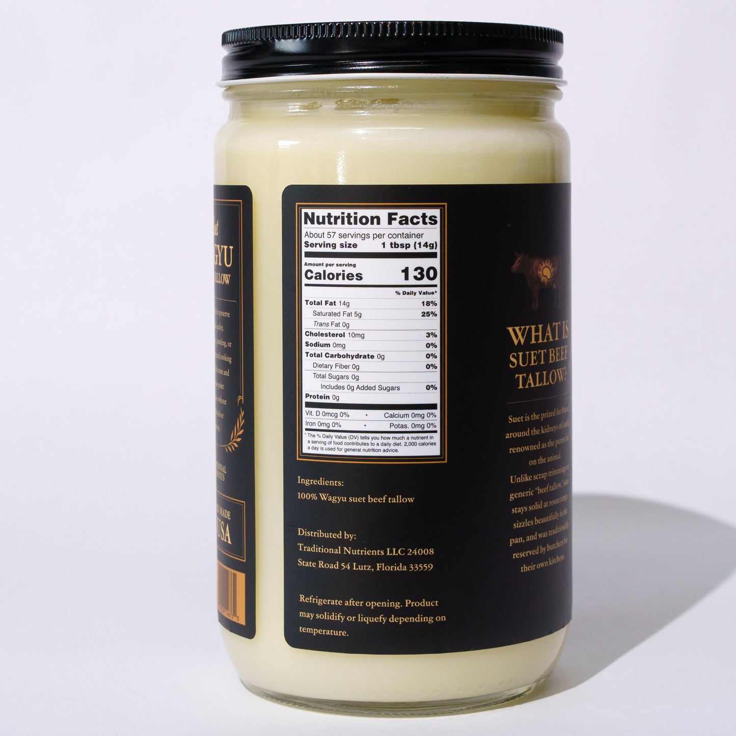 Wagyu Beef Tallow | Triple Rendered Cooking Fat for Frying & Cast Iron | 1.75lb Glass Jar