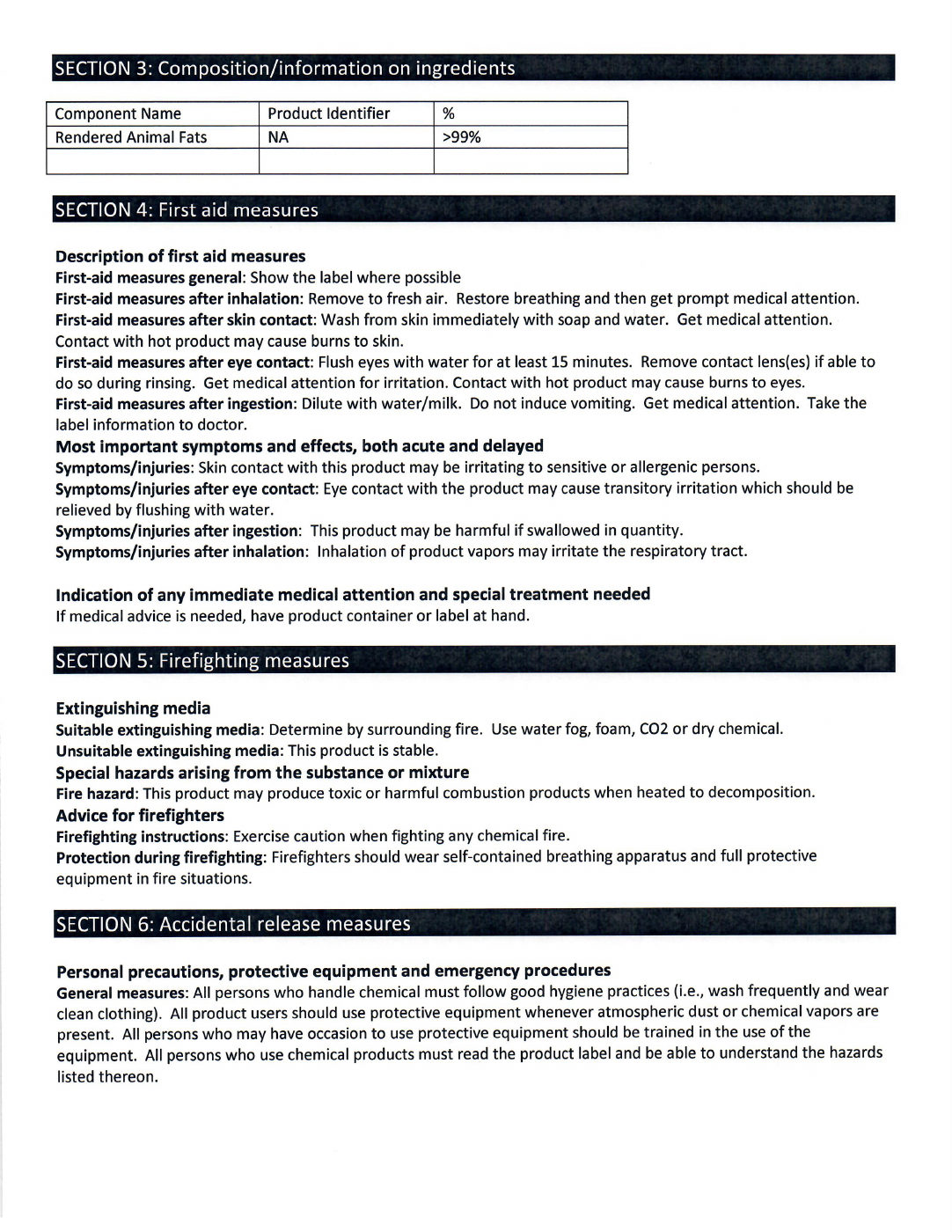 Safety data sheet, page 2