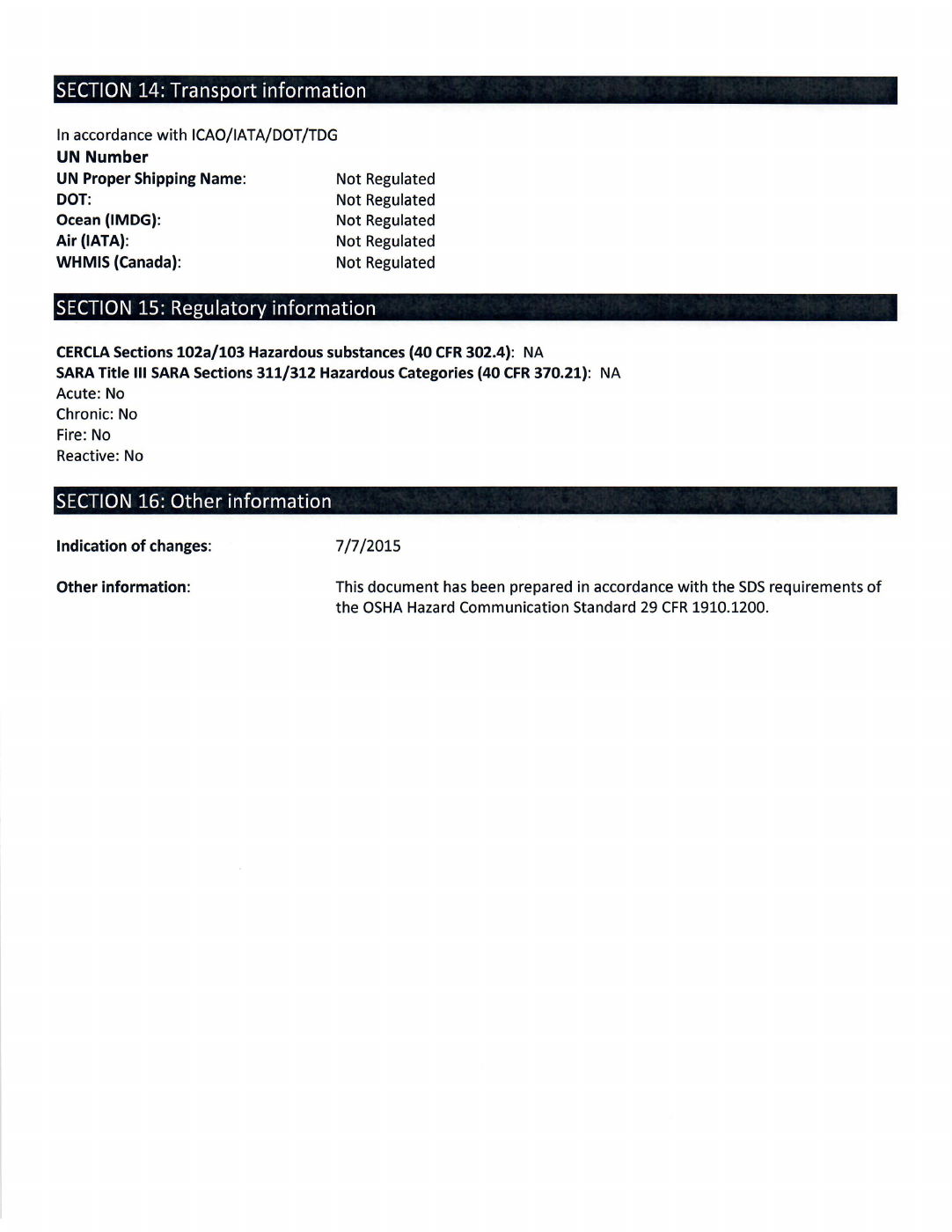 Safety data sheet, page 5