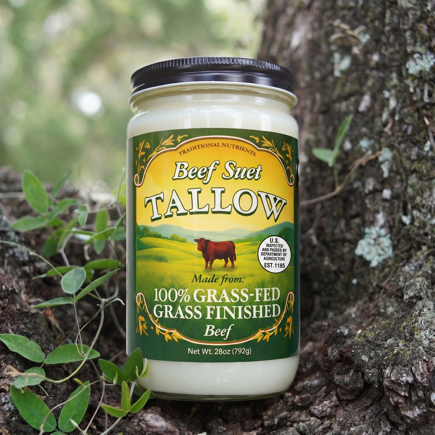 Grass Fed Beef Tallow, Grass Finished, Pure Beef Suet Tallow Fat 1.75lbs