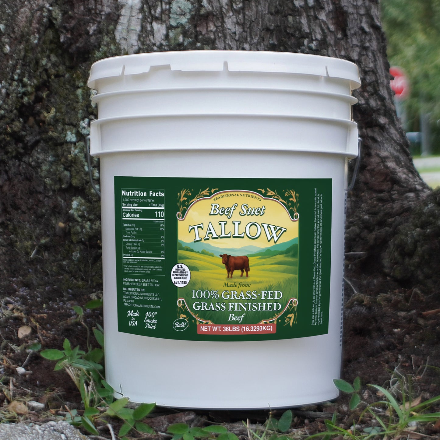 1300 lb Bulk Grass-Fed Beef Tallow (36 × 5-Gallon Pails) — Shipping Included