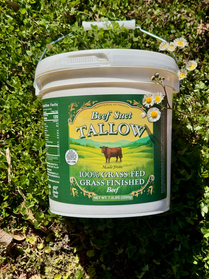 Bulk Grass Fed Beef Tallow 7.2lbs, Food Grade and Cosmetic Grade (1 gallon) 100% Grass-Fed & Grass-Finished Beef Suet Tallow, USDA Inspected