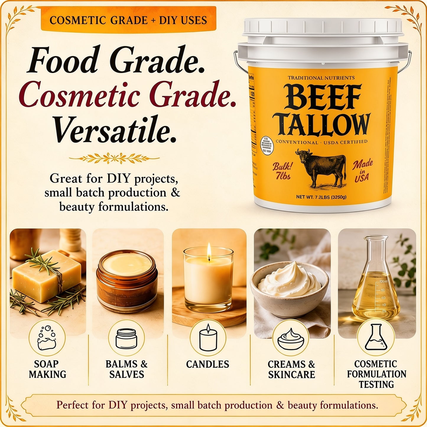 7LB Tub of Beef Tallow - BULK