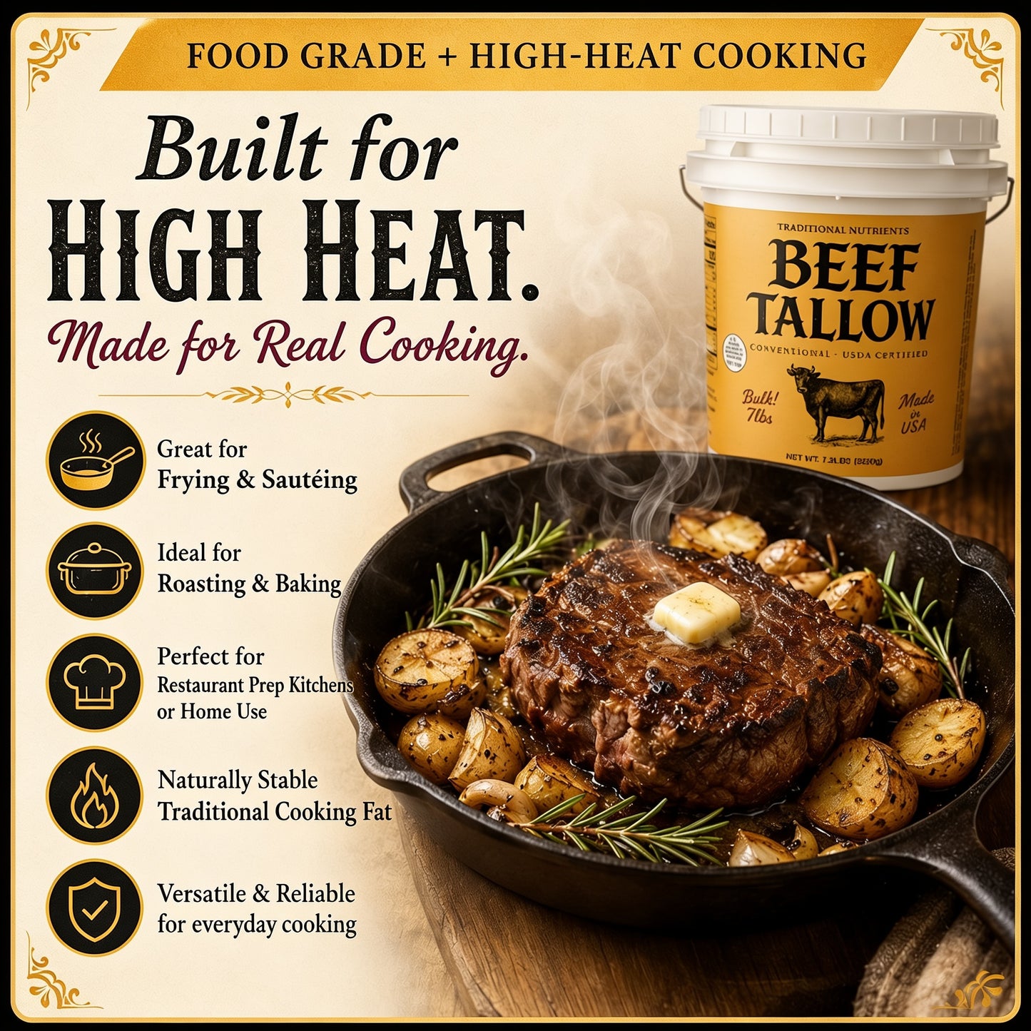7LB Tub of Beef Tallow - BULK