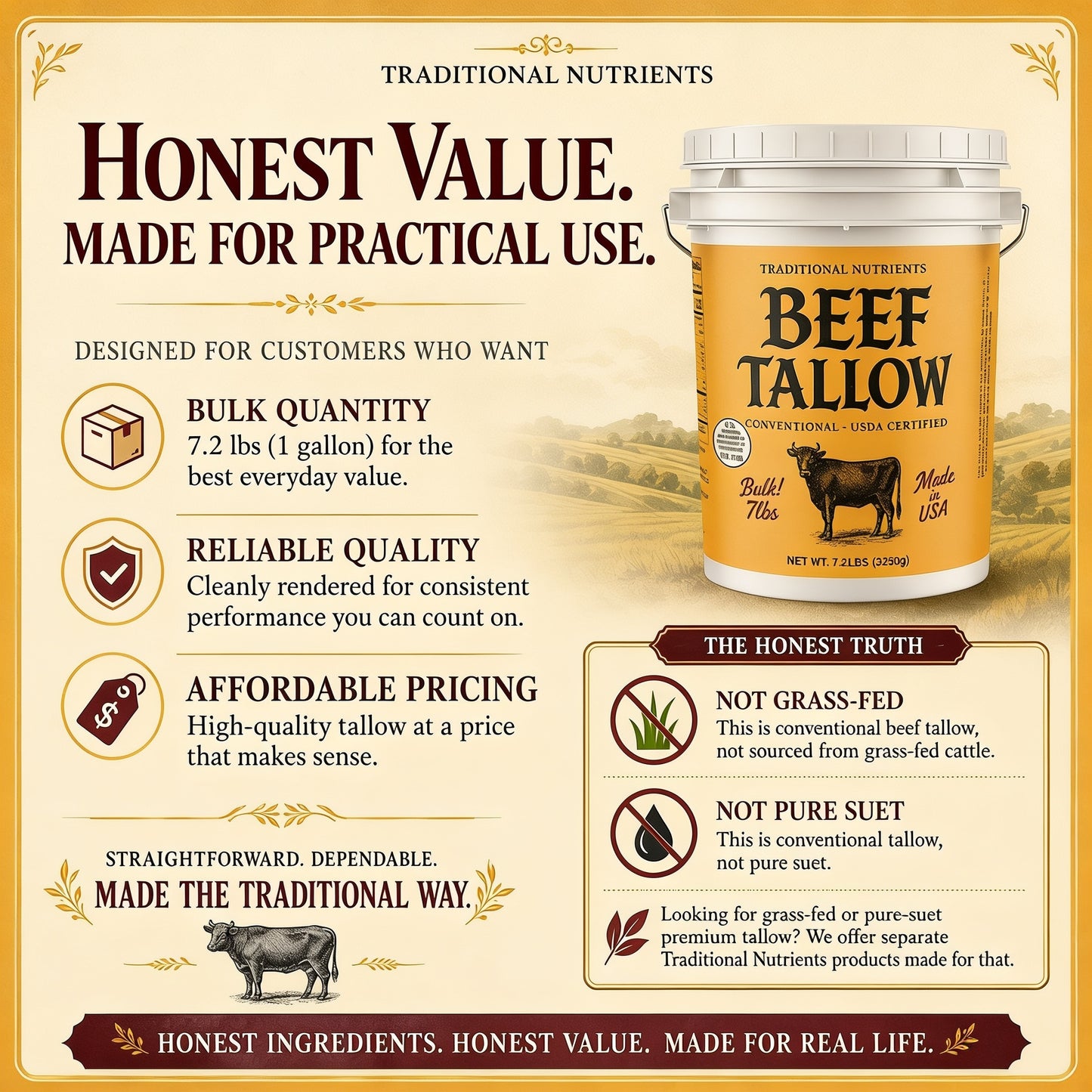7LB Tub of Beef Tallow - BULK