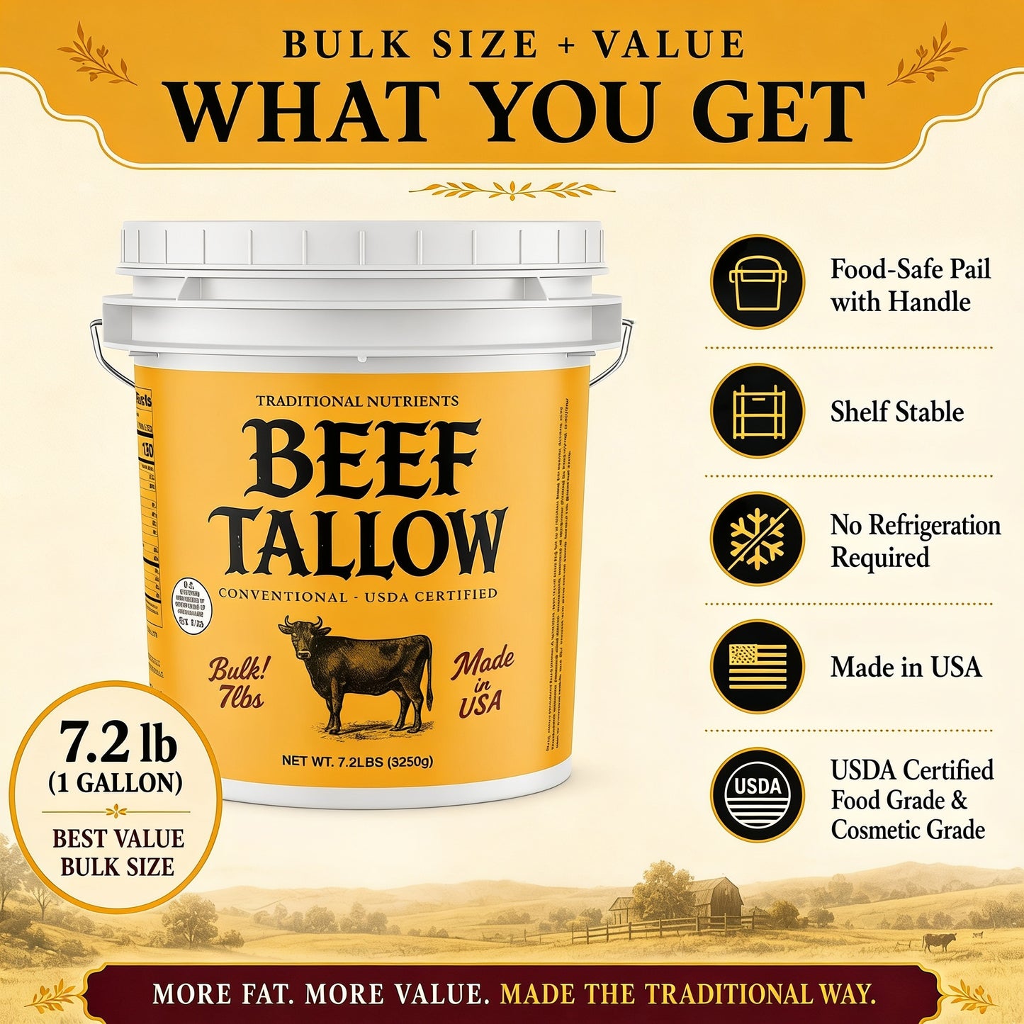 7LB Tub of Beef Tallow - BULK