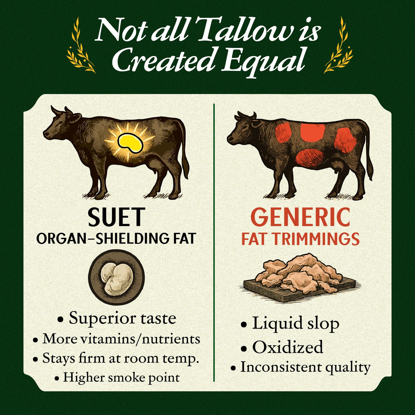 Pasture Raised Beef Tallow Made from 100% Suet