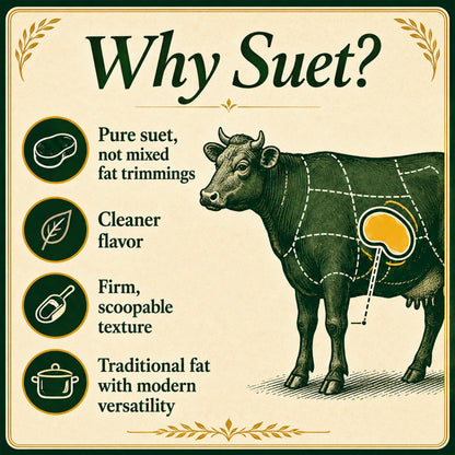 36lb Grass Fed Beef Tallow, Grass Finished, Pure Beef Suet Tallow Fat (5 gallon)