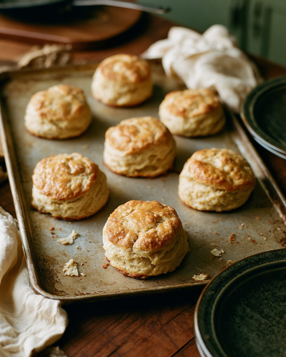 Golden biscuits on a baking tray